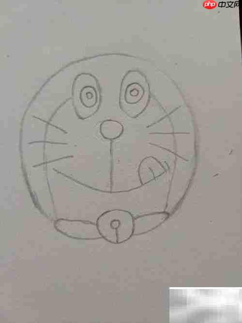 机器猫头像简笔画教程