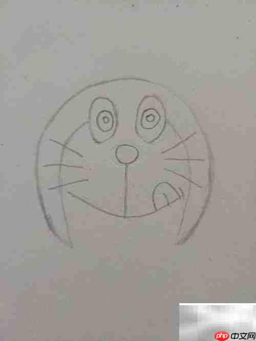 机器猫头像简笔画教程