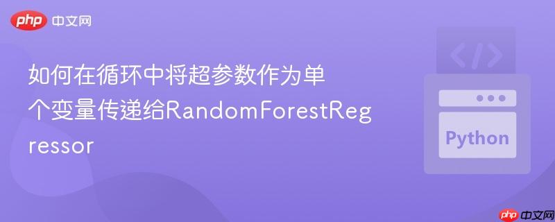 如何在循环中将超参数作为单个变量传递给RandomForestRegressor