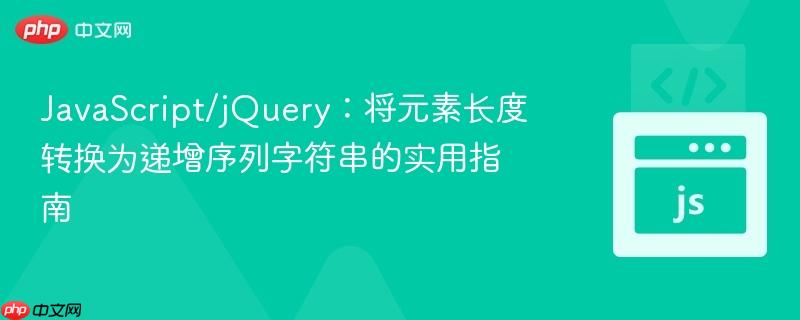 JavaScript/jQuery:将元素长度转换为递增序列字符串的实用指南