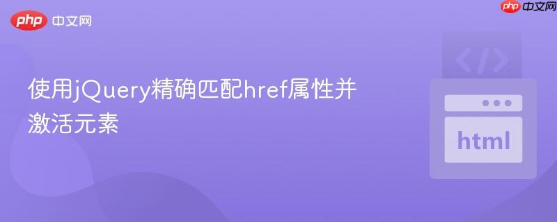使用jquery精确匹配href属性并激活元素