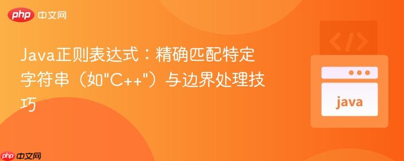 Java正则表达式:精确匹配特定字符串(如"C++")与边界处理技巧