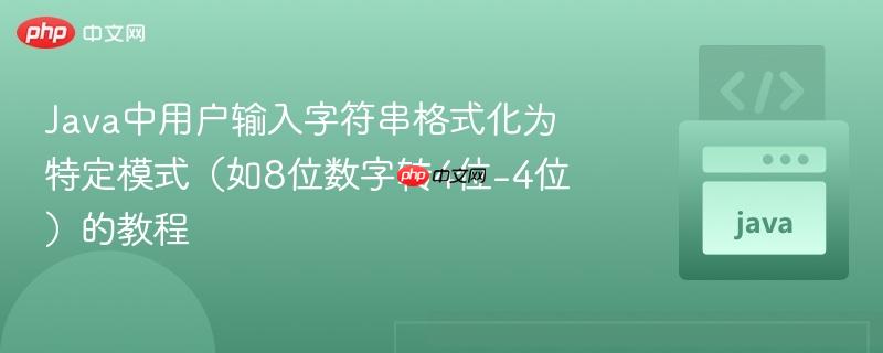 Java中用户输入字符串格式化为特定模式(如8位数字转4位-4位)的教程