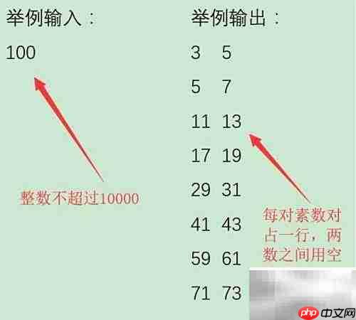 c++统计整数内素数对