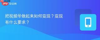 把视频号做起来如何变现？变现有什么要求？