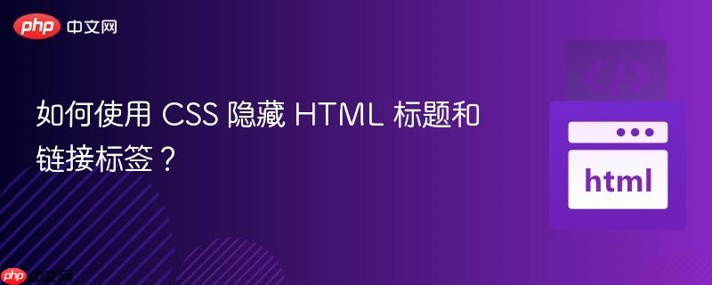 如何使用 css 隐藏 html 标题和链接标签?