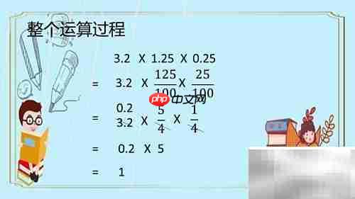 巧算3.2×0.25×1.25