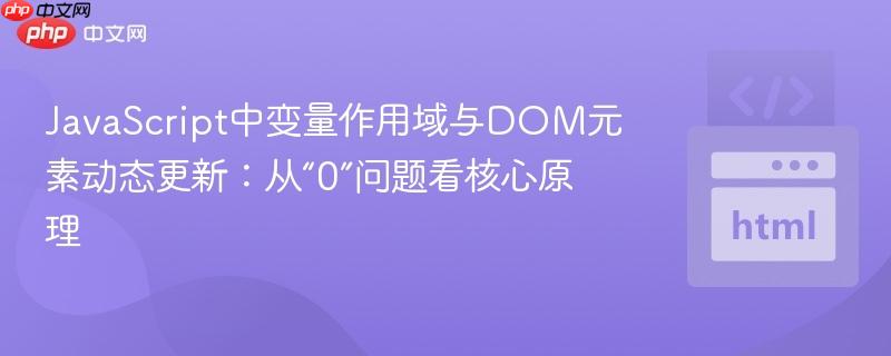 JavaScript中变量作用域与DOM元素动态更新：从“0”问题看核心原理
