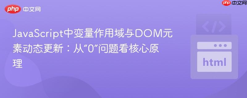 JavaScript中变量作用域与DOM元素动态更新:从“0”问题看核心原理
