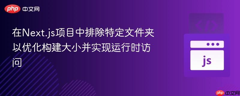 在Next.js项目中排除特定文件夹以优化构建大小并实现运行时访问