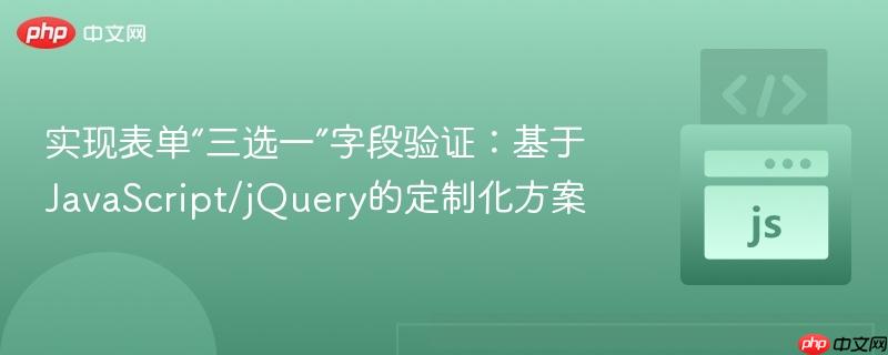 实现表单“三选一”字段验证：基于JavaScript/jQuery的定制化方案
