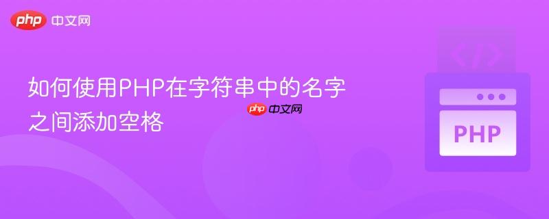 如何使用PHP在字符串中的名字之间添加空格