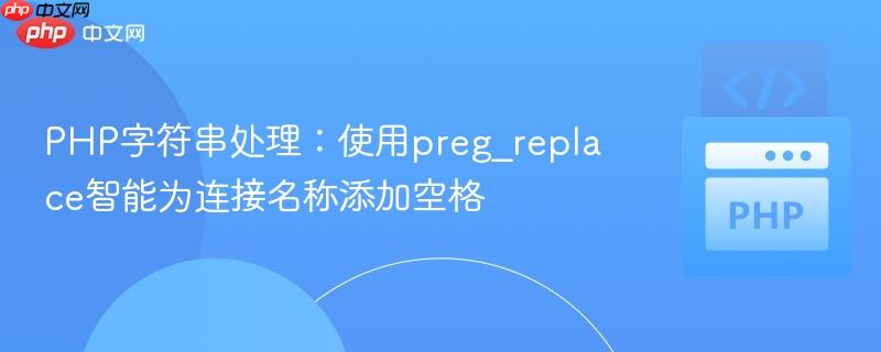 PHP字符串处理：使用preg_replace智能为连接名称添加空格
