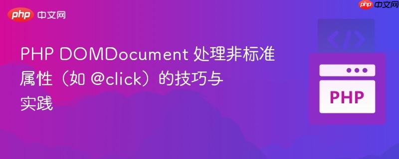 PHP DOMDocument 处理非标准属性（如 @click）的技巧与实践
