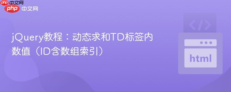 jQuery教程：动态求和TD标签内数值（ID含数组索引）
