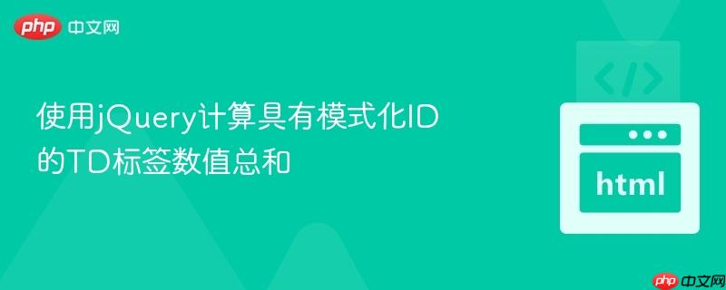 使用jQuery计算具有模式化ID的TD标签数值总和
