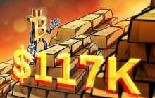 喜报：比特币（BTC）重现与黄金的相关性 价格逼近11.7万美元