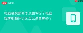 电脑端视频号怎么删评论？电脑端看视频评论区怎么是黑屏的？