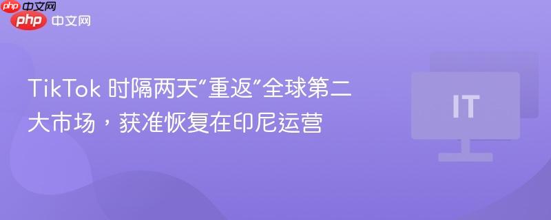 tiktok 时隔两天“重返”全球第二大市场,获准恢复在印尼运营