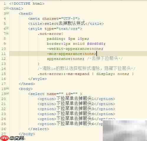 去除select默认样式及下拉箭头