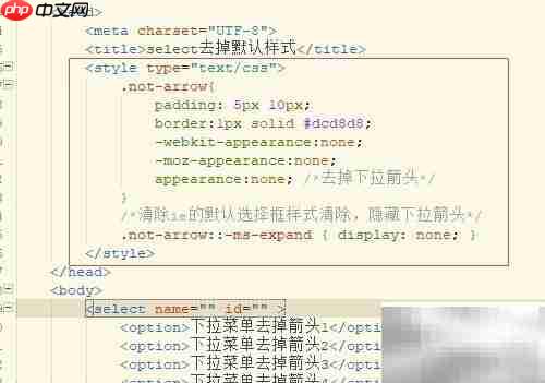 去除select默认样式及下拉箭头