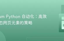 Selenium Python 自动化:高效定位动态网页元素的策略