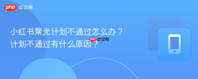 小红书聚光计划不通过怎么办?计划不通过有什么原因?