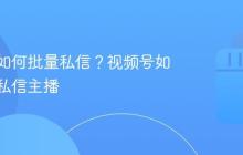 视频号如何批量私信？视频号如何批量私信主播