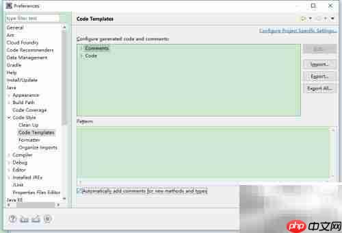 Eclipse代码风格设置指南