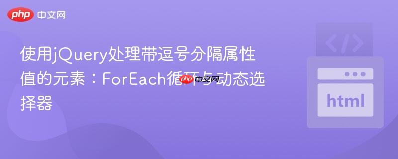 使用jQuery处理带逗号分隔属性值的元素:ForEach循环与动态选择器