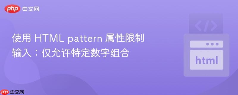 使用 HTML pattern 属性限制输入：仅允许特定数字组合