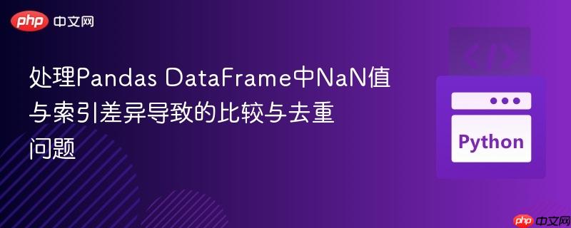 处理Pandas DataFrame中NaN值与索引差异导致的比较与去重问题

