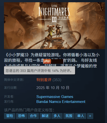 《小小梦魇3》Steam跌至