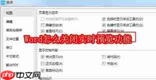 如何在Word中关闭实时预览功能