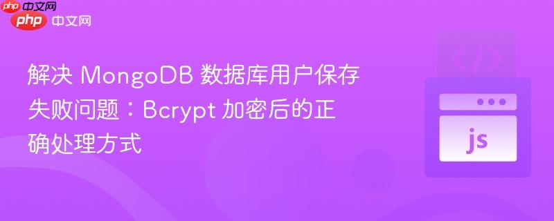 解决 MongoDB 数据库用户保存失败问题：Bcrypt 加密后的正确处理方式