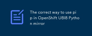 Manière correcte d'utiliser pip avec l'image Python OpenShift UBI8