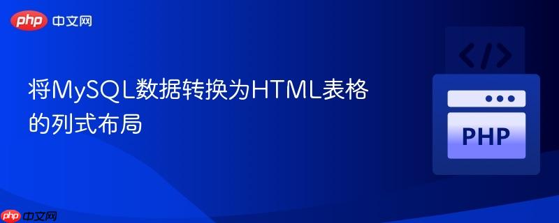 将MySQL数据转换为HTML表格的列式布局