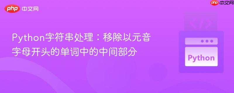 Python字符串处理:移除以元音字母开头的单词中的中间部分