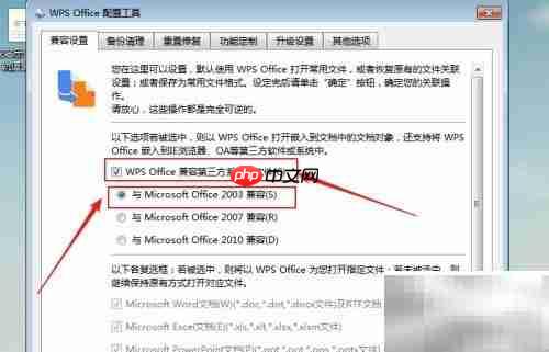 WPS与Office 2003兼容设置