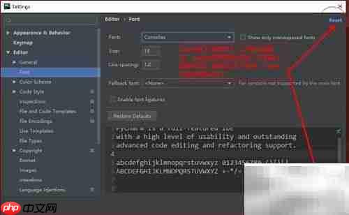 PyCharm字体设置指南
