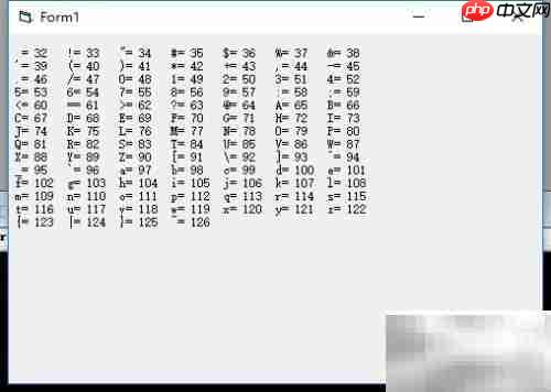 VB语言ASCII码详解