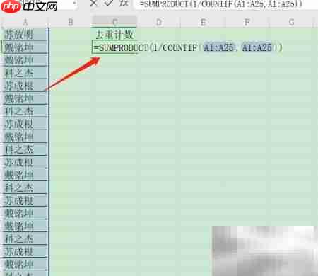 Excel去重计数技巧
