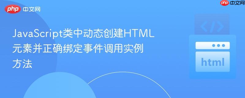 JavaScript类中动态创建HTML元素并正确绑定事件调用实例方法