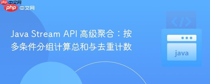 Java Stream API 高级聚合：按多条件分组计算总和与去重计数
