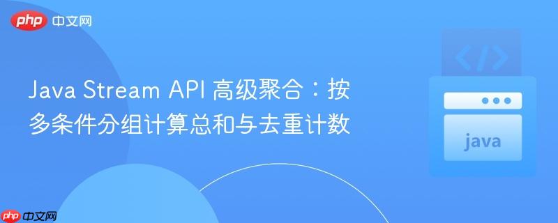 Java Stream API 高級(jí)聚合：按多條件分組計(jì)算總和與去重計(jì)數(shù)