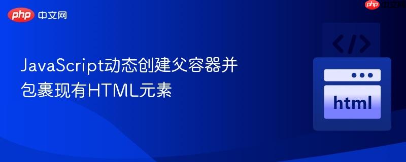 JavaScript动态创建父容器并包裹现有HTML元素