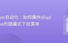 Selenium自动化:如何操作display: none的隐藏式下拉菜单