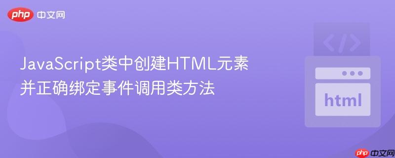 JavaScript类中创建HTML元素并正确绑定事件调用类方法
