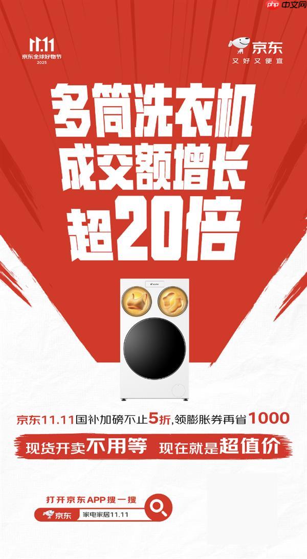 多筒洗衣机成交额增长超20倍！京东家电家居11.11引领消费趋势