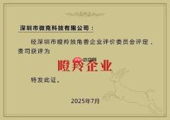 喜报丨微克科技荣获“瞪羚企业”称号  硬核实力再获认可！